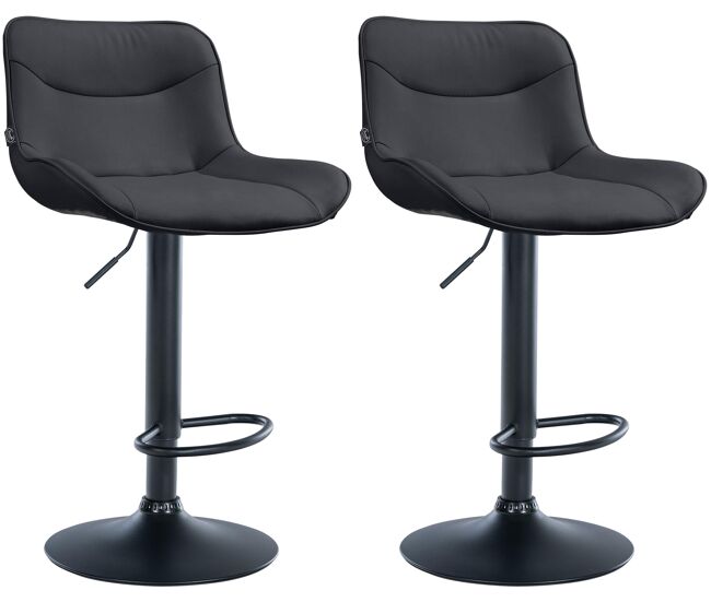 Juego de 2 taburetes de bar vonore en polipiel simil cuero negro 51x49x85 cm