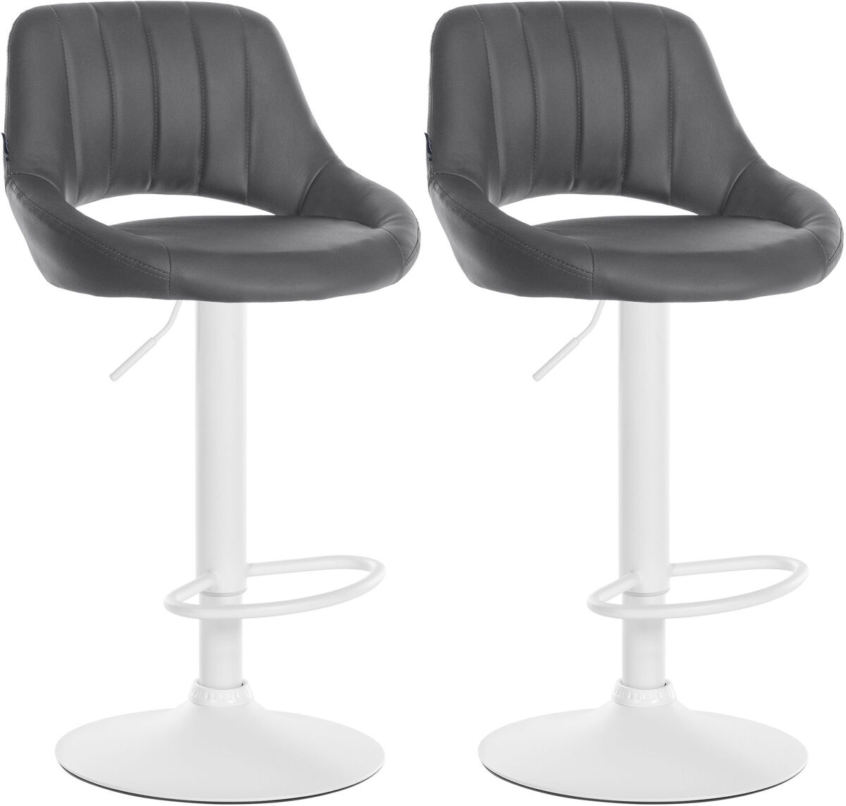 Juego de 2 taburetes de bar milet de piel sintetica simil cuero gris 48x47x85 cm