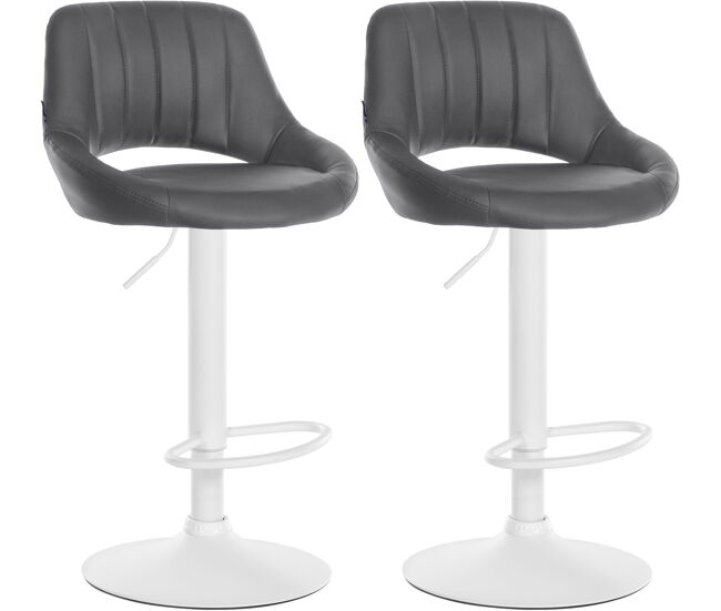 Juego de 2 taburetes de bar milet de piel sintetica simil cuero gris 48x47x85 cm