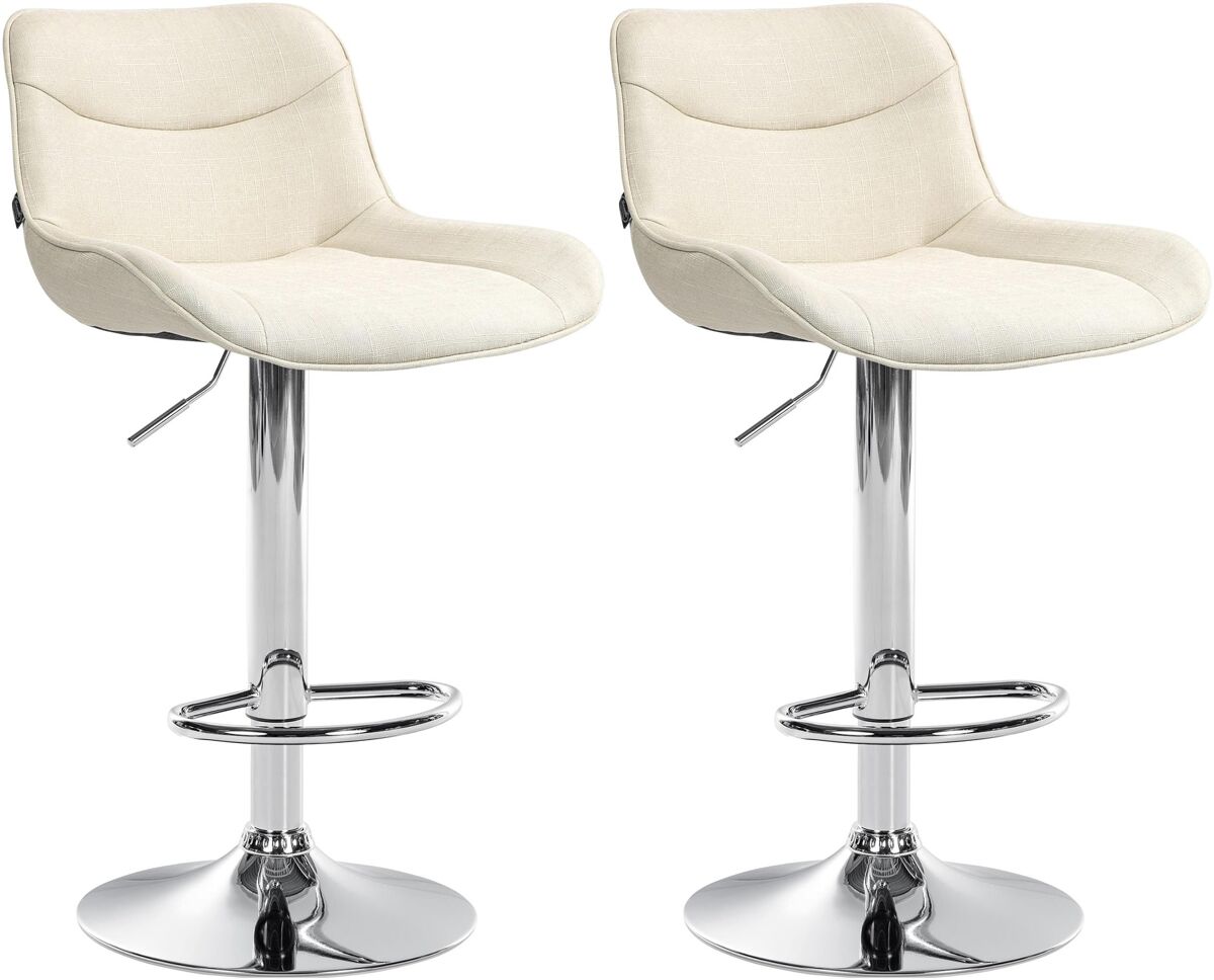 Juego de 2 taburetes de bar vonore en tela crema 51x49x85 cm