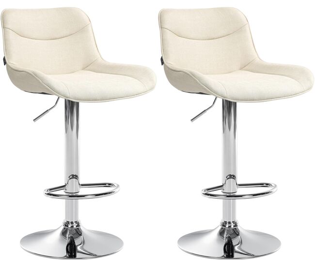 Juego de 2 taburetes de bar vonore en tela crema 51x49x85 cm