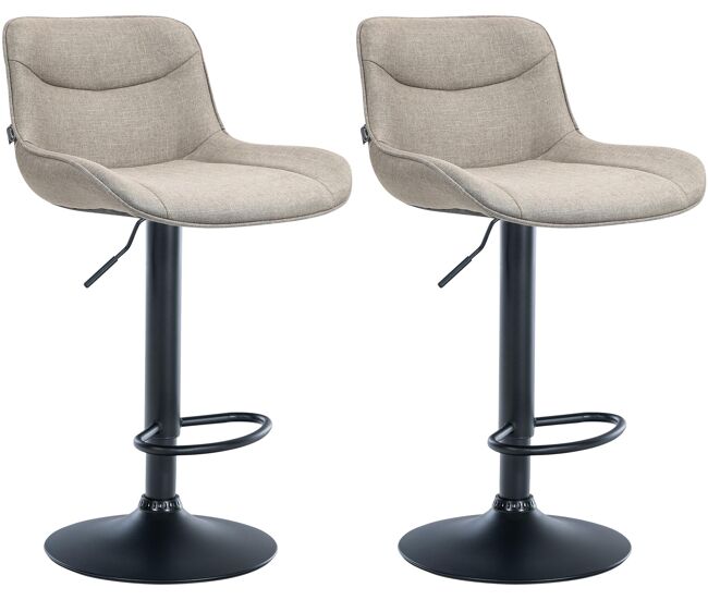 Juego de 2 taburetes de bar vonore en tela gris topo 51x49x85 cm