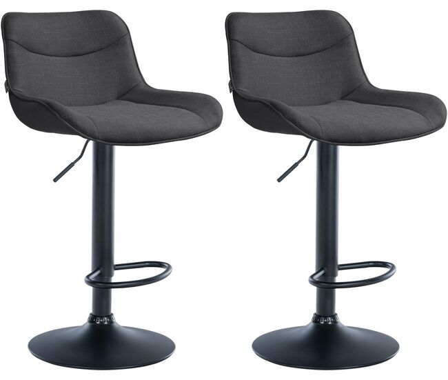 Juego de 2 taburetes de bar vonore en tela gris oscuro 51x49x85 cm