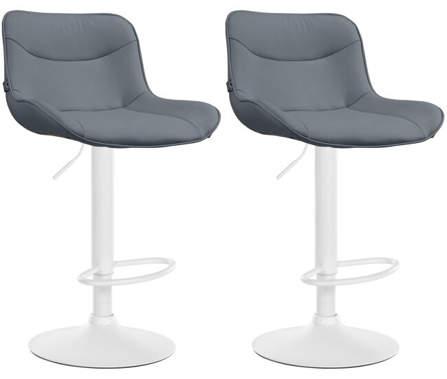 Juego de 2 taburetes de bar vonore en polipiel simil cuero gris 51x49x85 cm