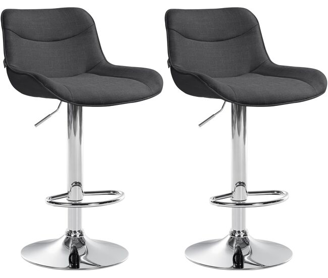 Juego de 2 taburetes de bar vonore en tela gris oscuro 51x49x85 cm