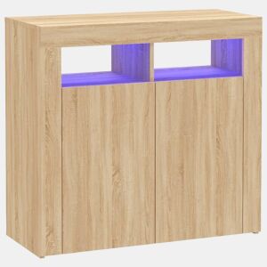 vidaXL Aparador com luzes LED 80x35x75 cm carvalho sonoma