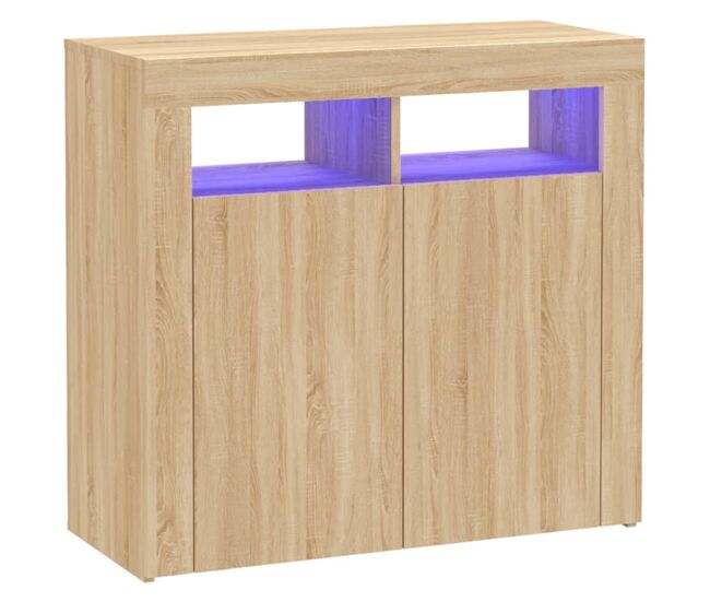 Vidaxl aparador con luces led roble sonoma 80x35x75 cm
