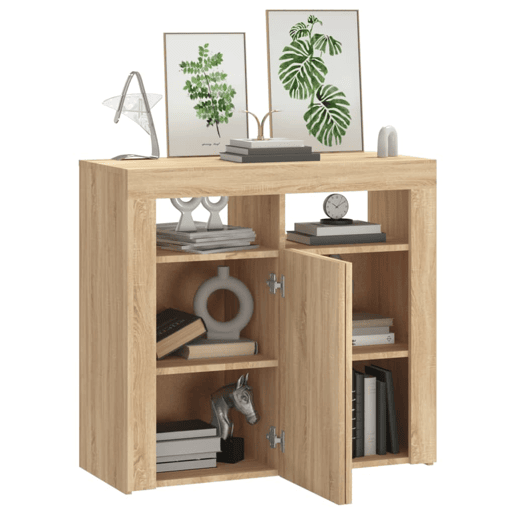 vidaXL Aparador com luzes LED 80x35x75 cm carvalho sonoma vidaXL Aparador com luzes LED 80x35x75 cm carvalho sonoma