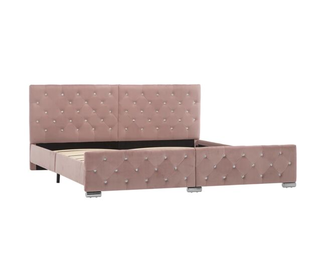Estructura de cama de terciopelo rosa 180x200 cm