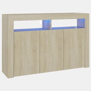 vidaXL Aparador com luzes LED 115,5x30x75 cm carvalho sonoma