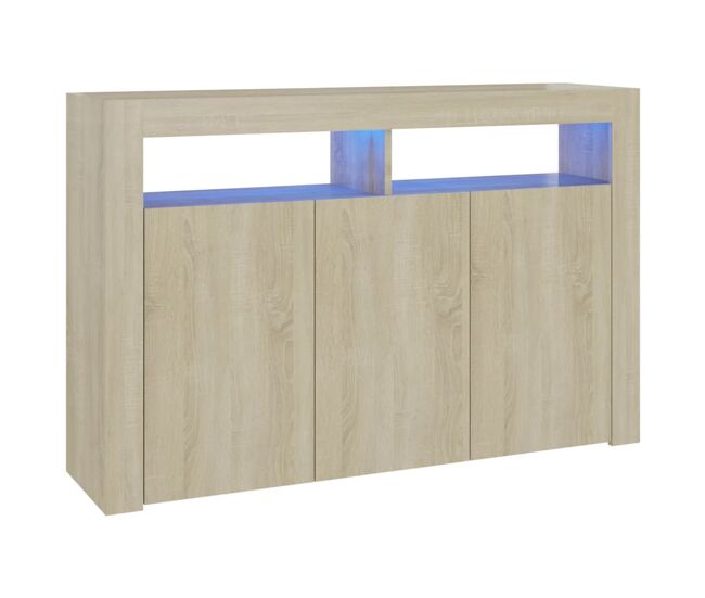 Vidaxl aparador con luces led roble sonoma 115,5x30x75 cm