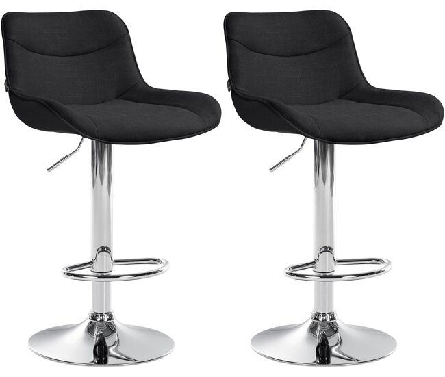 Juego de 2 taburetes de bar vonore en tela negro 51x49x85 cm