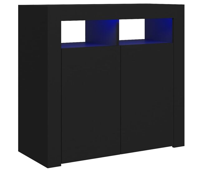 Vidaxl aparador con luces led negro 80x35x75 cm