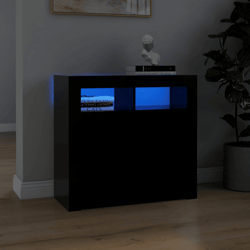 vidaXL Aparador com luzes LED 80x35x75 cm preto vidaXL Aparador com luzes LED 80x35x75 cm preto