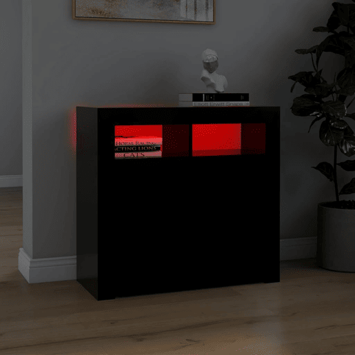 vidaXL Aparador com luzes LED 80x35x75 cm preto vidaXL Aparador com luzes LED 80x35x75 cm preto
