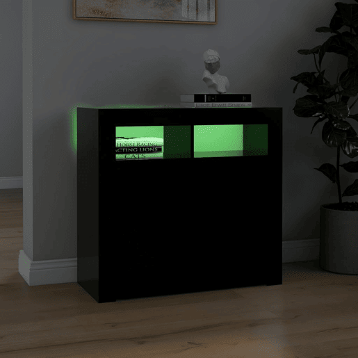 vidaXL Aparador com luzes LED 80x35x75 cm preto vidaXL Aparador com luzes LED 80x35x75 cm preto