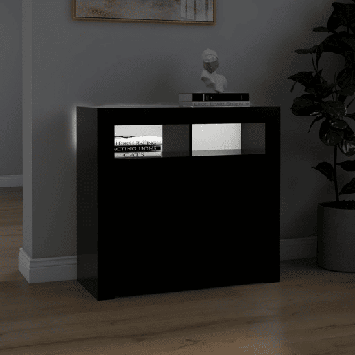 vidaXL Aparador com luzes LED 80x35x75 cm preto vidaXL Aparador com luzes LED 80x35x75 cm preto