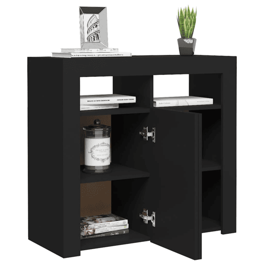 vidaXL Aparador com luzes LED 80x35x75 cm preto vidaXL Aparador com luzes LED 80x35x75 cm preto