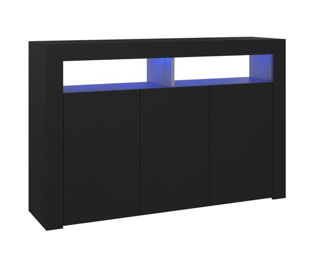 Vidaxl aparador con luces led negro 115,5x30x75 cm