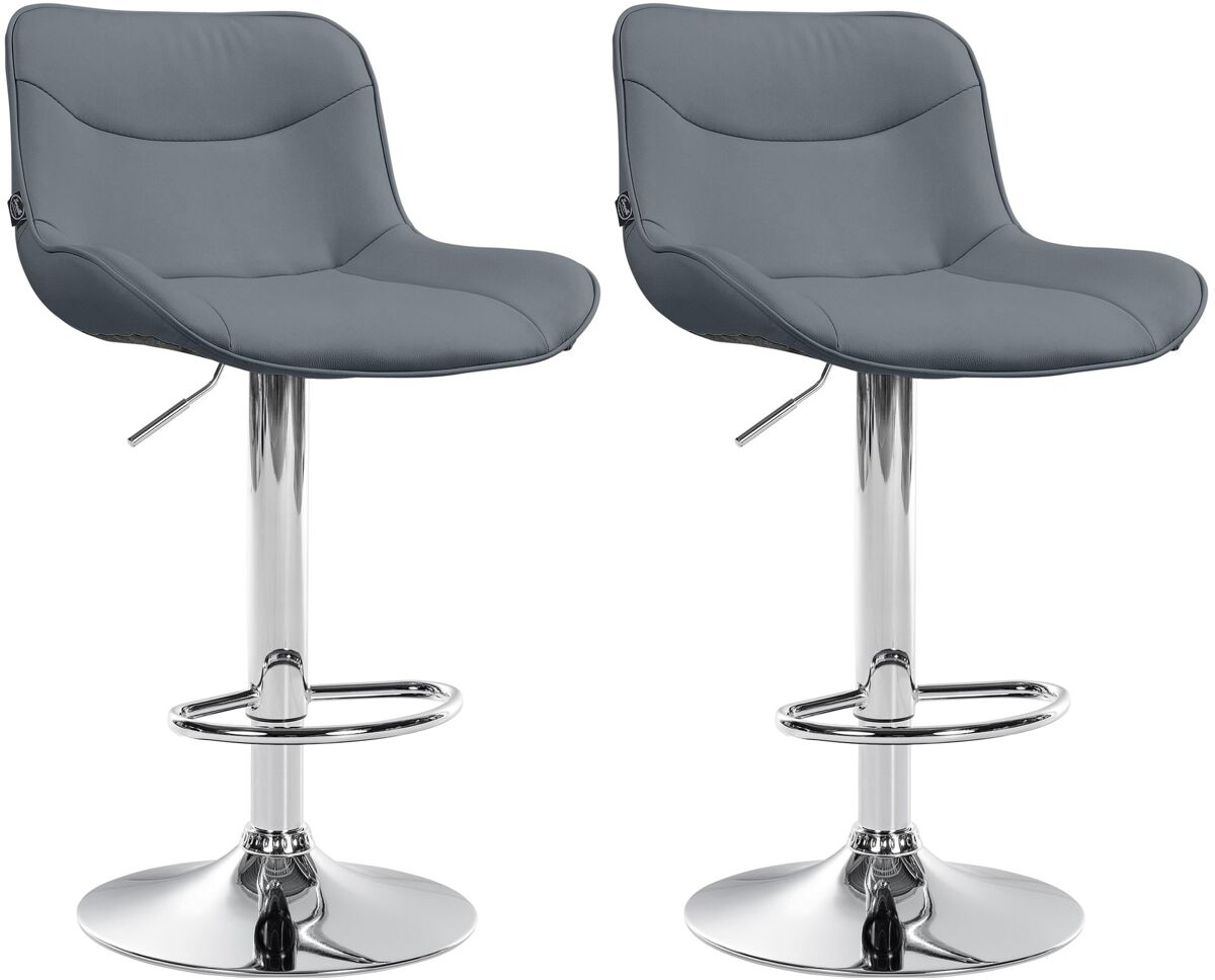 Juego de 2 taburetes de bar vonore en polipiel simil cuero gris 51x49x85 cm