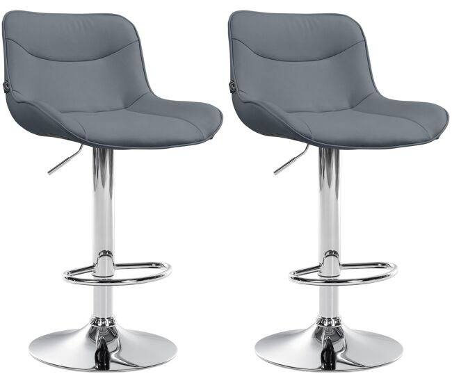 Juego de 2 taburetes de bar vonore en polipiel simil cuero gris 51x49x85 cm