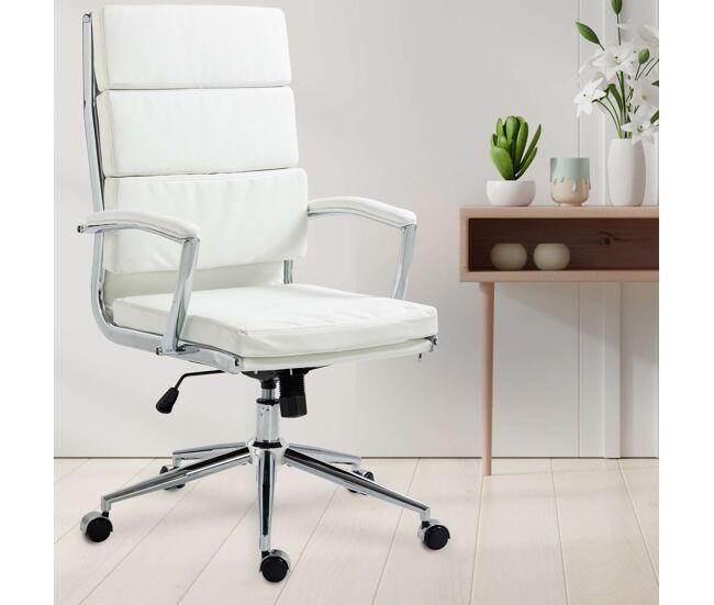 Silla de oficina cleveland simil cuero blanco 65x61x107 cm
