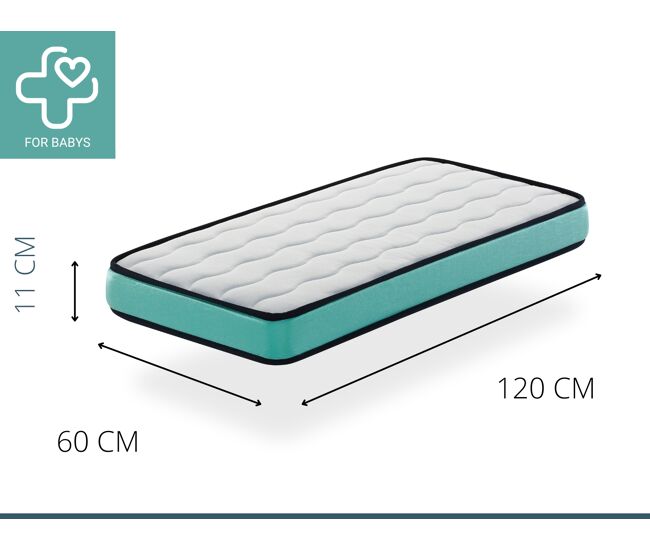 Colchón cuna 60x120x11 cm confort baby- transpirable, ergonómico