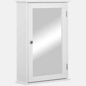 kleankin Armário de Casa de Banho com Espelho Armário com Espelho para Casa de Banho com 1 Prateleira de Armazenamento Estilo Moderno 41x14x60 cm Branco