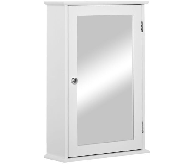 Kleankin armario de baño con espejo armario con espejo para baño con 1 estente de almacenamiento mueble para baño estilo moderno 41x14x60 cm blanco