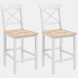 HOMCOM Conjunto de 2 Bancos de Bar de Madeira Bancos Altos de Cozinha com Encosto e Apoio para os Pés Estilo Rústico para Sala de Jantar 41x46x97.5 cm Natural