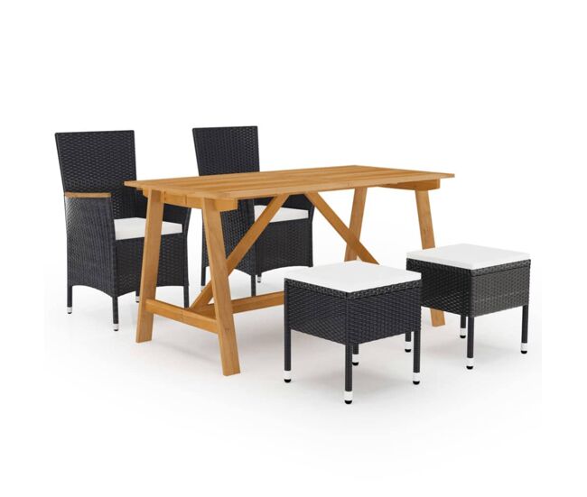 Juego de comedor de jardin de 5 piezas negro
