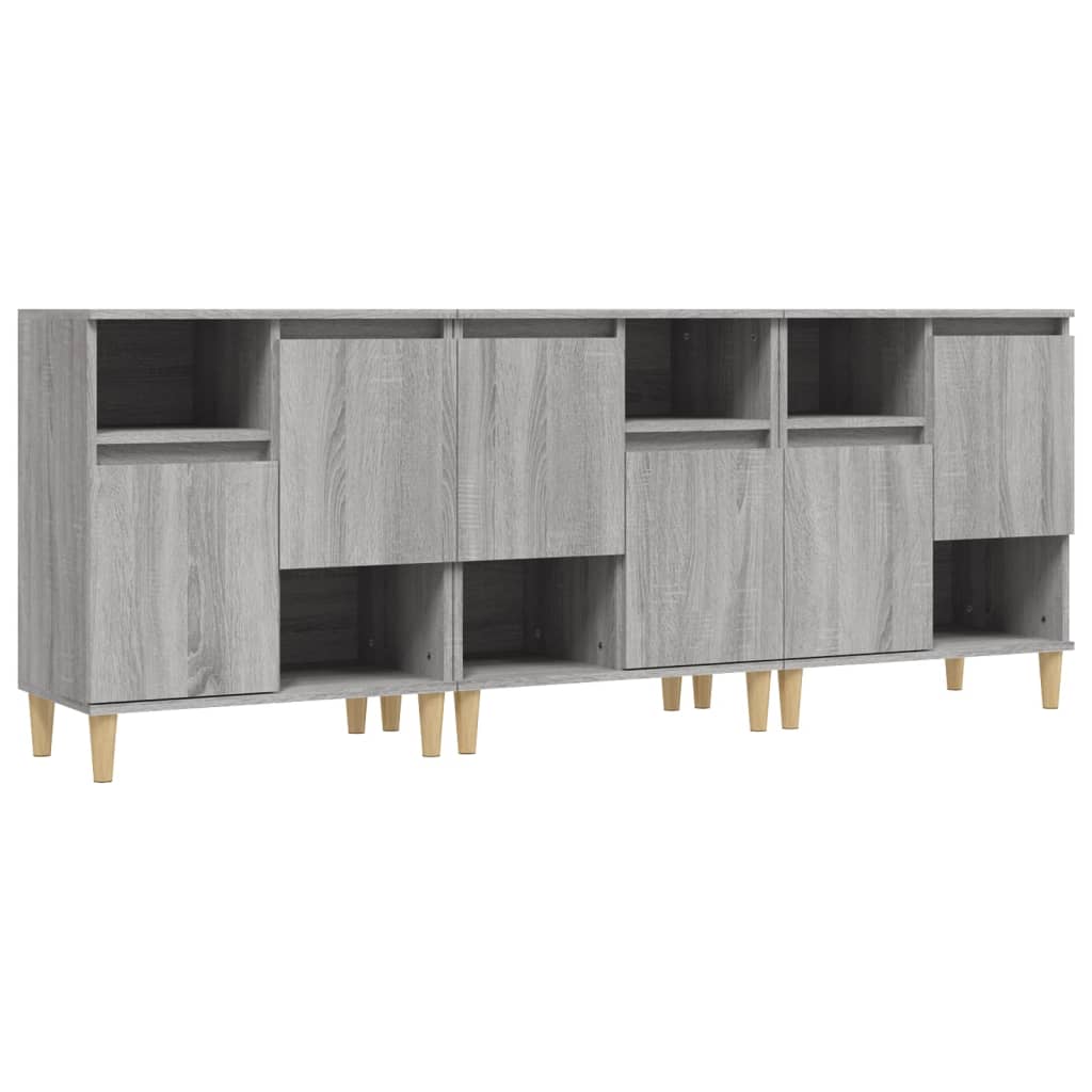 Vidaxl aparadores 3 uds madera contrachapada gris sonoma 60x35x70 cm