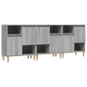 vidaXL Aparadores 3 pcs 60x35x70 cm derivados madeira cinza sonoma