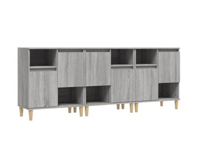 Vidaxl aparadores 3 uds madera contrachapada gris sonoma 60x35x70 cm