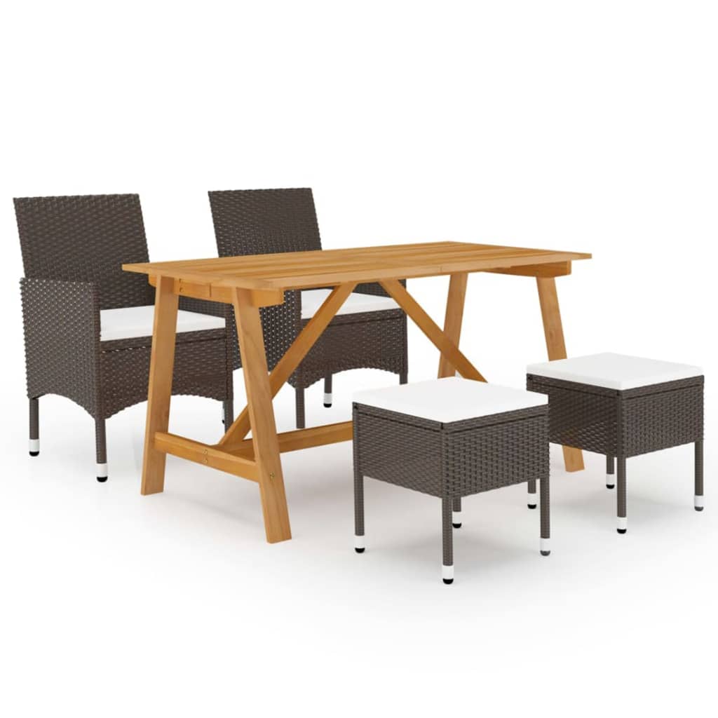 Juego de comedor de jardin de 5 piezas marrón