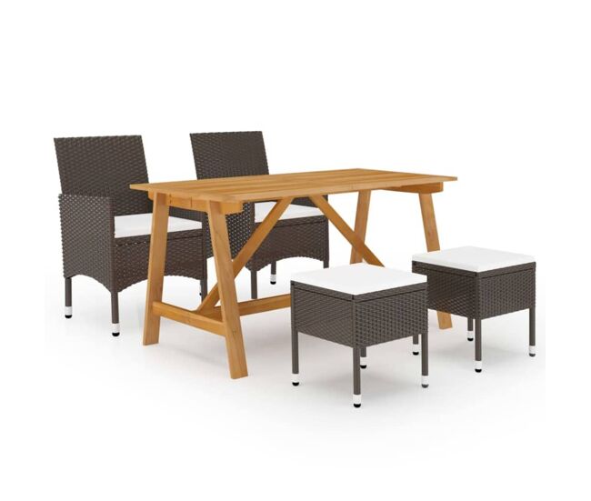 Juego de comedor de jardin de 5 piezas marrón
