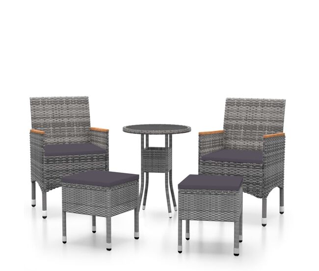 Juego de muebles de jardin de 5 piezas ratán sintético gris