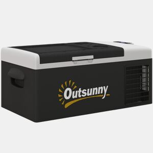 Outsunny Geleira Elétrica de Compressor Portátil 16L para Carro até -20°C 12  24V DC e 100-240V AC com Modos ECOMAX para Campismo Viagens 60x32x26 cm Preto