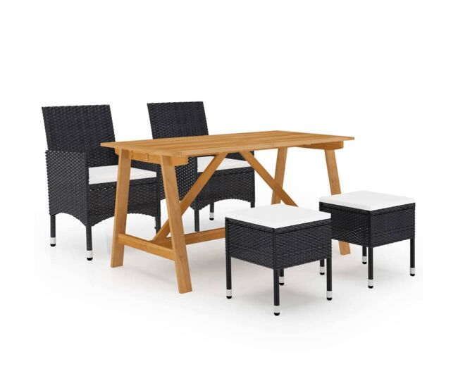 Juego de comedor de jardin de 5 piezas negro