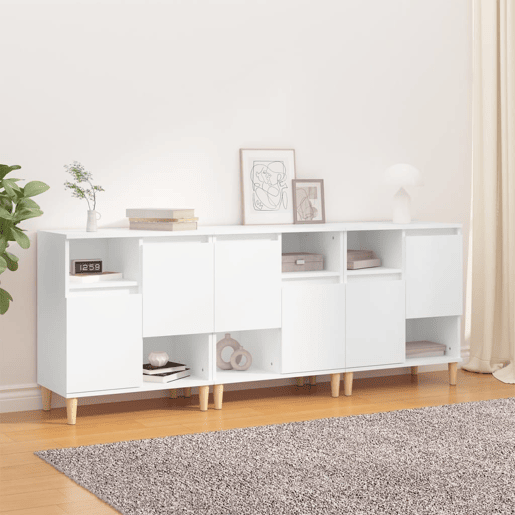 vidaXL Aparadores 3 pcs 60x35x70 cm derivados de madeira branco