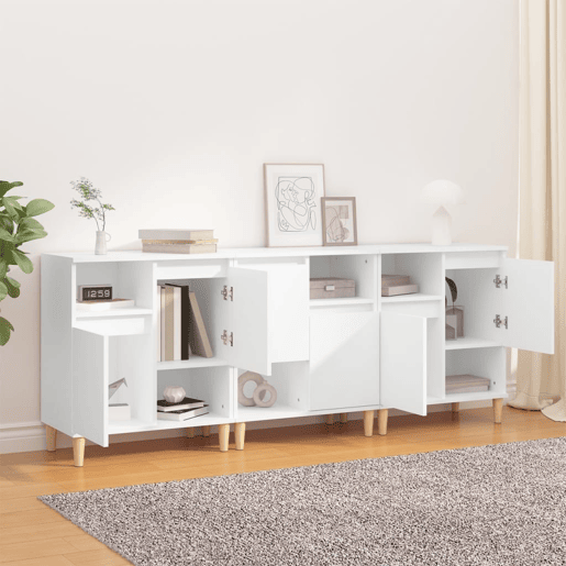 vidaXL Aparadores 3 pcs 60x35x70 cm derivados de madeira branco