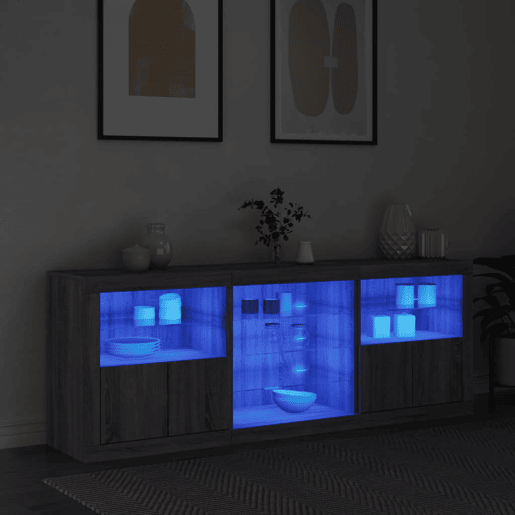 vidaXL Aparador com luzes LED 181,5x37x67 cm cinzento sonoma vidaXL Aparador com luzes LED 181,5x37x67 cm cinzento sonoma