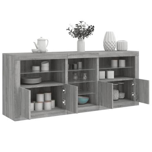 vidaXL Aparador com luzes LED 181,5x37x67 cm cinzento sonoma vidaXL Aparador com luzes LED 181,5x37x67 cm cinzento sonoma