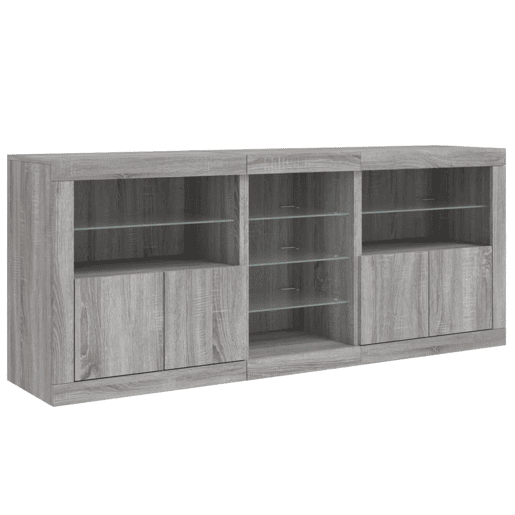 vidaXL Aparador com luzes LED 181,5x37x67 cm cinzento sonoma vidaXL Aparador com luzes LED 181,5x37x67 cm cinzento sonoma