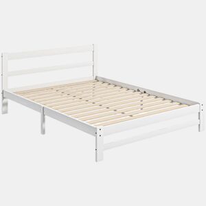 HOMCOM Estrutura de Cama de Madeira Estrado de Cama de Casal para Colchão 190x135 cm Carga 300 kg 195x141x80 cm Branco