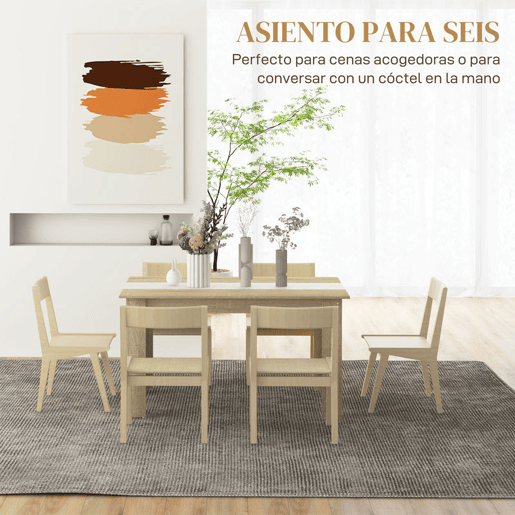 HOMCOM Mesa de Jantar Moderna Mesa para Sala Retangular para 4-6 Pessoas Carga 100 kg 140x89,5x75 cm Branco e Carvalho