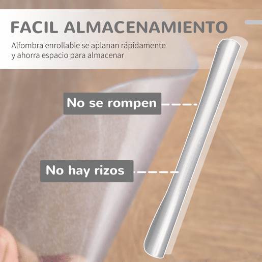 Vinsetto Conjunto de Escritório Inclui 1 Cadeira de Massagem Reclinável com 6 Pontos de Massagem e Função de Aquecimento 66x76x112-120 cm e 1 Tapete Protetor de Chão 90x120 cm Cinza e Transparente