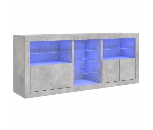 Vidaxl aparador con luces led gris hormigón 181,5x37x67 cm