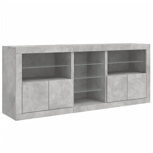 vidaXL Aparador com luzes LED 181,5x37x67 cm cinzento cimento