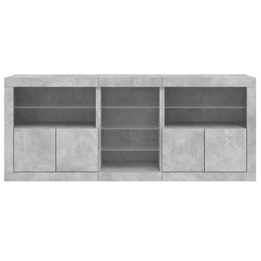 vidaXL Aparador com luzes LED 181,5x37x67 cm cinzento cimento